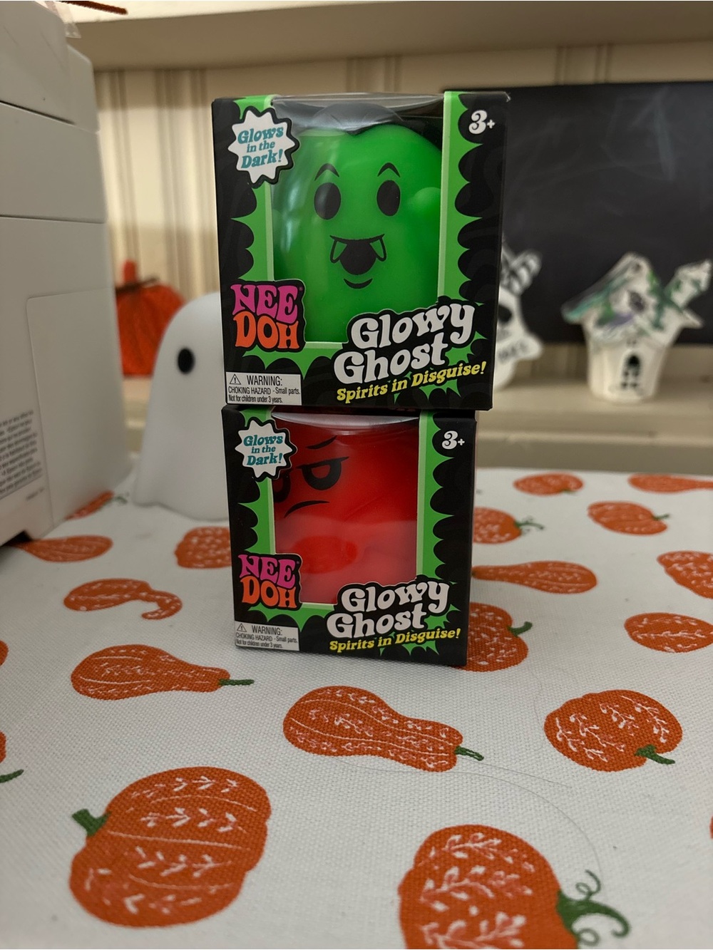 Glowy Ghost Stress Toy - Green & Orange